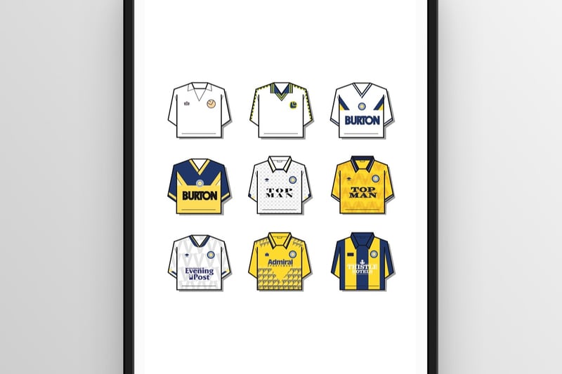 Down the years, some of the Whites’ kits have been so iconic that they belong in a frame. Available to buy at https://footballbobbles.com/product/leeds-shirt-history-print/.