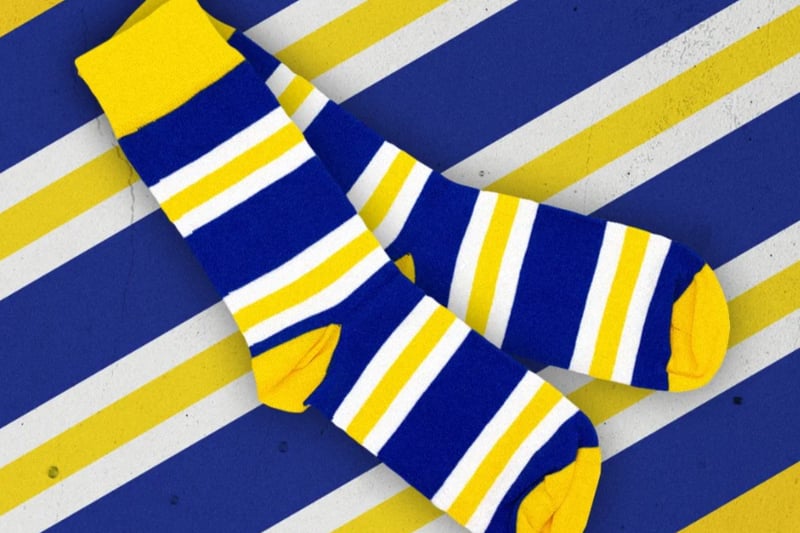 Wear your colours on your feet with these eye-catching Leeds United socks. Available to buy at https://sockcouncil.com/product/bremner-socks/.