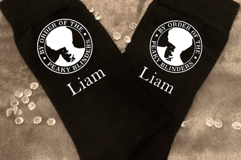 These incredible personalised Peaky Blinders Inspired socks are available to buy through the Etsy website