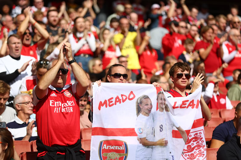 Arsenal fans enjoy the pre match atmosphere prior to the record-breaking North London derby at the Emirates.