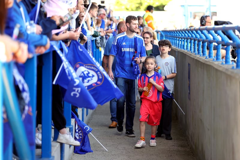 Chelsea fans arrive at Kingsmeadow on May 8, 2022.