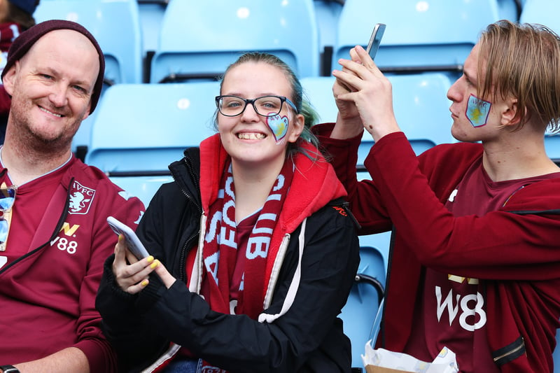 Aston Villa fans show their support at Villa Park on September 18, 2022.