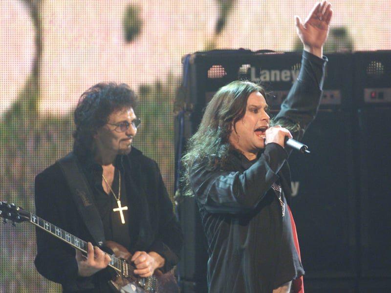 Black Sabbath, Tony Iommi and Ozzy Osbourne, performed live at the ‘ESPN Action Sports and Music Awards’ at the Universal Amphitheatre in Los Angeles, Ca. 4/7/01. (Photo by Kevin Winter/Getty Images)