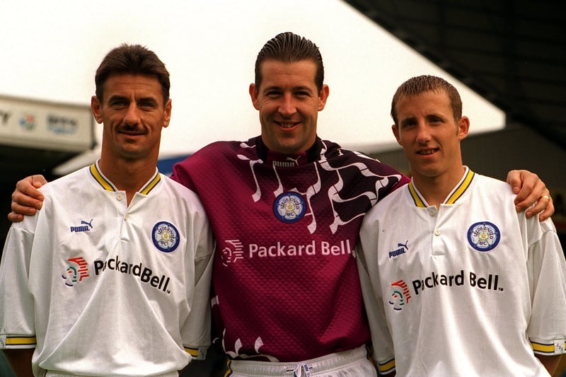 New signings Martyn, Bowyer and Ian Rush - who arrived at Elland Road on a free from Liverpool in May - at a pre-season photo call in August 1996.