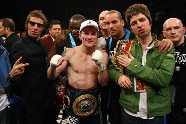 Liam and Noel Gallagher celebrate  boxer and fellow Mancunian Ricky Hatton’s win against  Paulie Malignaggi in Las Vegas. 
Credit: 
/Getty Images