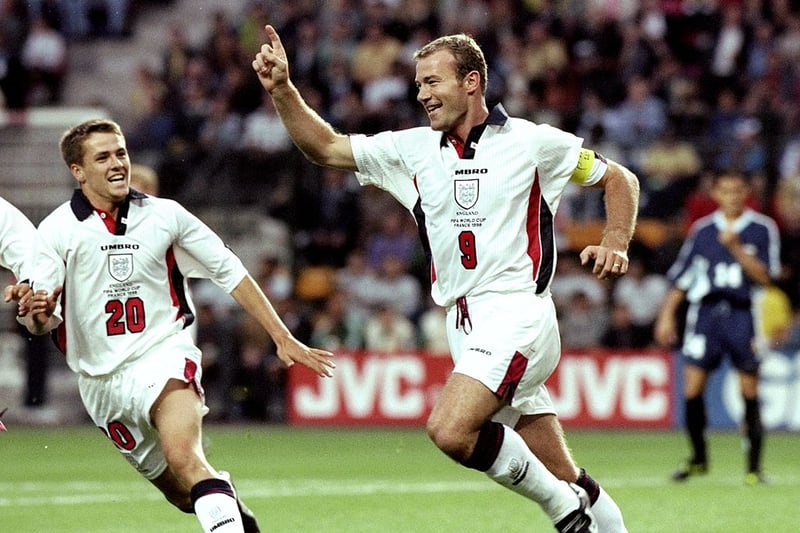 Shearer scored twice at the 1998 World Cup against Tunisia and Argentina. 