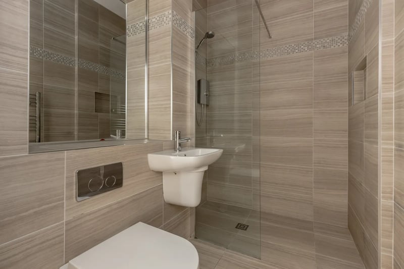 One of the flat’s best features is its contemporary shower room