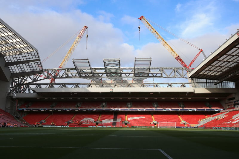 The Anfield Road End expansion is expected to increase the stadium’s capacity to 61,000.  (Photo by LINDSEY PARNABY/AFP via Getty Images)
