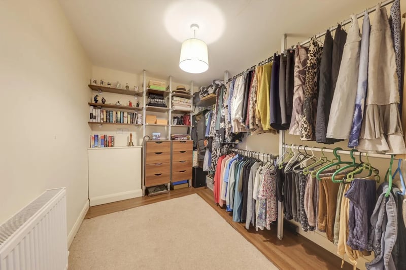 The spacious dressing room removes the need for additional closets.