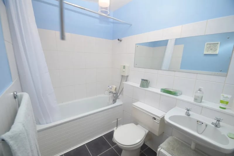 The bathroom in this maisonette is surprisingly spacious given the appearance of the property from the outside