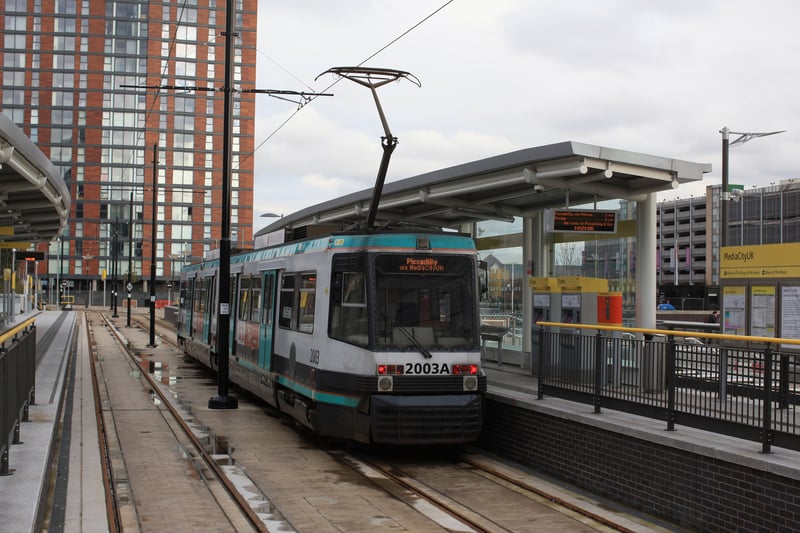 The newly-constructed Media City metrolink stop. Credit: Christopher Furlong/Getty Images