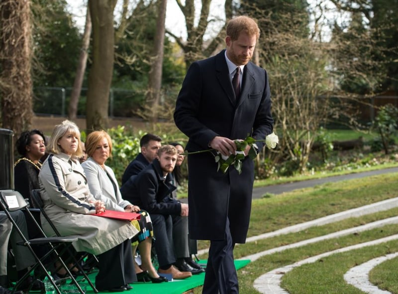 Prince Harry, Duke of Sussex, prepares to dedicate the Sousse and Bardo Memorial in Cannon Hill Park, Birmingham, central England on March 4, 2019. Photo - OLI SCARFF/AFP via Getty Images)