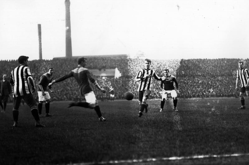 Bradford City and Newcastle United competing in the FA Cup final replay at Old Trafford way back in 1911. Photo: Getty Images