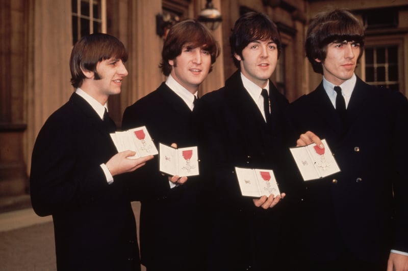 The fab four receive MBEs at Buckingham Palace, 1965. 