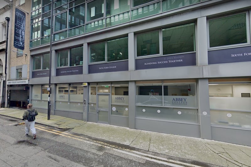 Abbey College Manchester is a mixed private sixth form located in the city centre. It ranks eighth in Manchester and 366th nationally. Credit: Google Maps