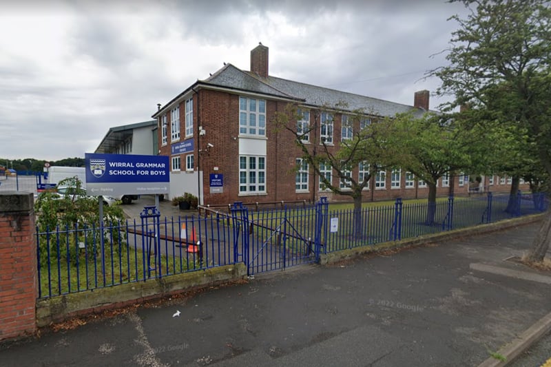 National rank 239. Wirral Grammar School is a state secondary school and sixth form for boys. With 51.8% of students attaining GCSE A*/A/9/8/7. (Image: Google street view)