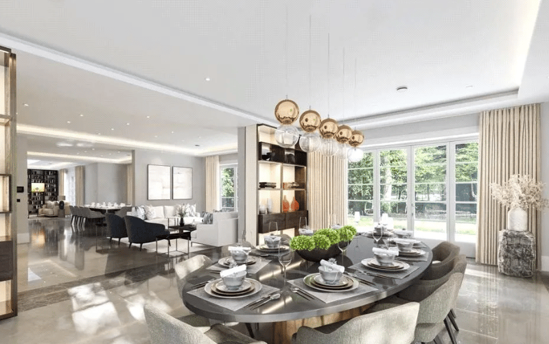 A sprawling dining area with great natural light