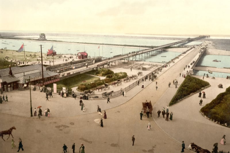 A print showing an ariel view of Southport. Estimated to be between 1890-1900.