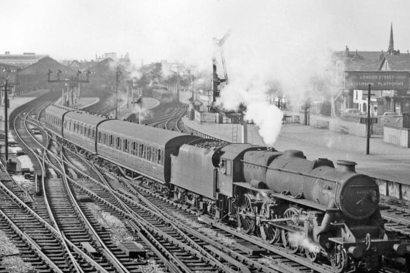 Pictured is Southport (Chapel Street) Station in 1964. The train is headed to Manchester.