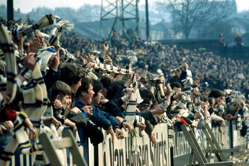 The Elland Road terraces are packed with fans ahead of kick off between Leeds United and Arsenal in 1972.