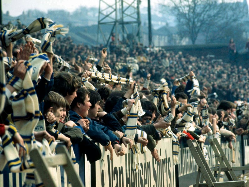 The Elland Road terraces are packed with fans ahead of kick off between Leeds United and Arsenal in 1972.
