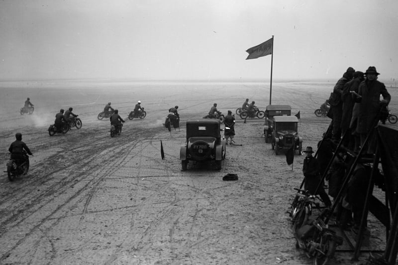  Motorcycle racing on Southport Sands in 1929.