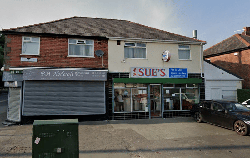Sue’s Fish and Chip Shop, located at 1 Chappell Road, Droylsden,  has 4.6 stars and 217 reviews. One reviewer said: “Hands down the best fish and chip shop in Manchester!! Good prices, friendly staff and food is excellent!!” Credit: Google Maps