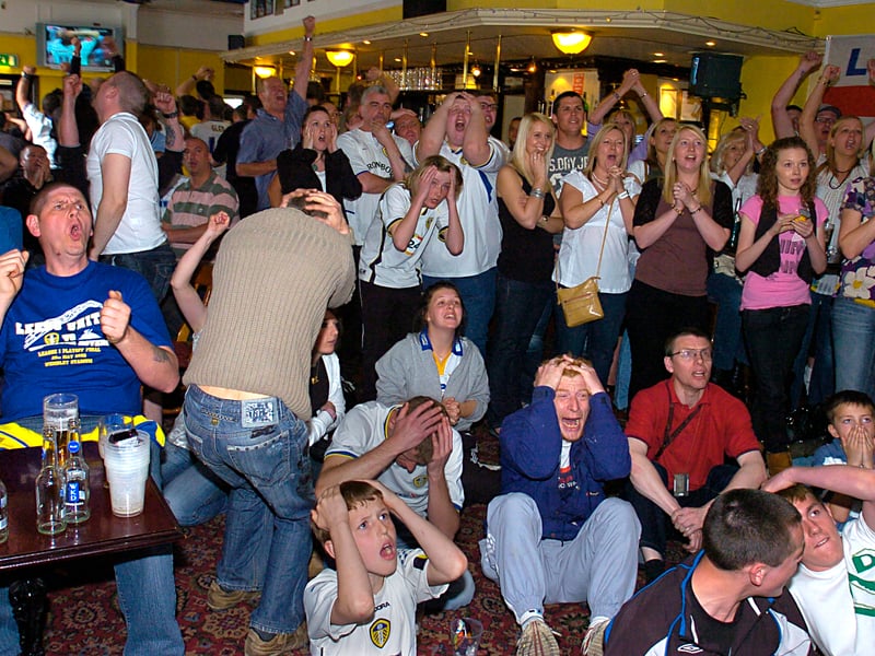 Whites fans show their frustration as they watch the 2008 play off final against Doncaster Rovers at the Old Peacock.