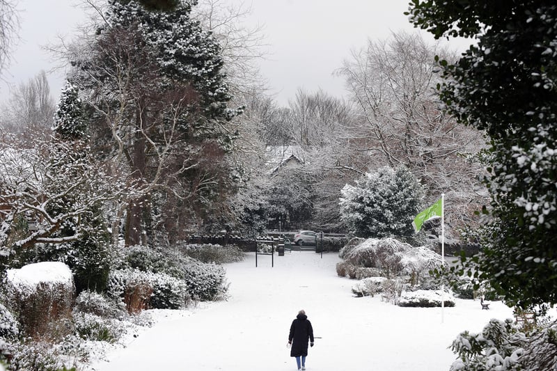 A snow covered park in Birkenhead, in December 2010. Image: PAUL ELLIS/AFP via Getty Images