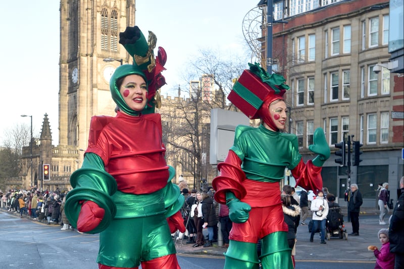 A host of festive figures took part in the Christmas parade. Photo: David Hurst