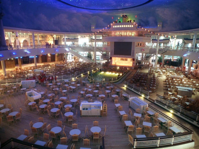 The main food hall at the Trafford Centre as it first opened it doors to hungry shoppers