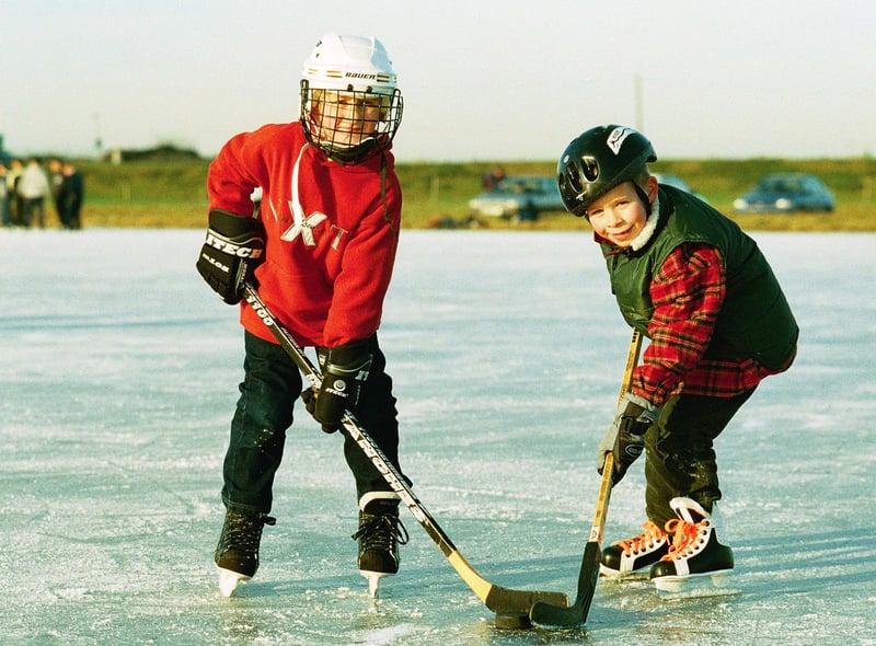 Tom Watkin and Jamie Green - the littlest Ice Hockey players on the Wash Ice