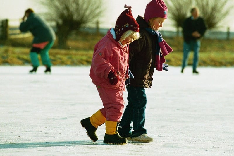 Skaters at Whittlesey Wash Sofia Green then (4) (in pink), and Sophie Mills then (7) take to the ice