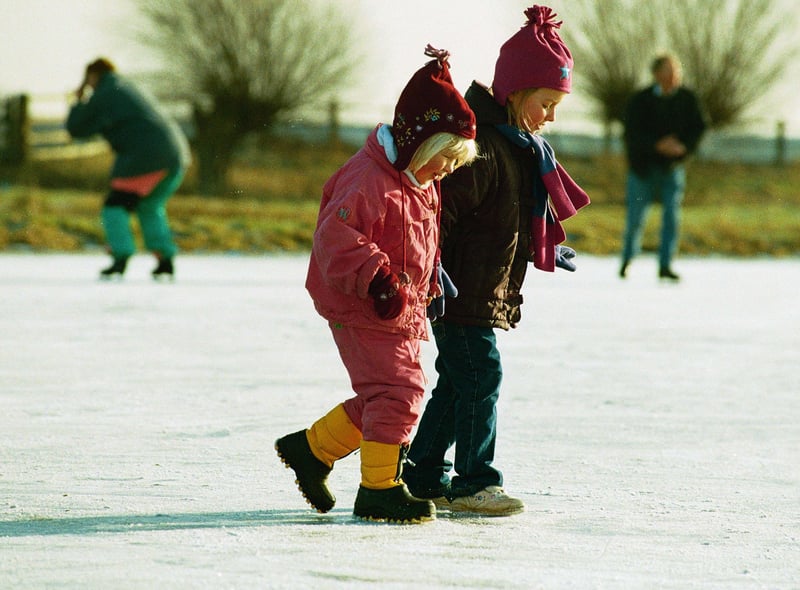 Skaters at Whittlesey Wash Sofia Green then (4) (in pink), and Sophie Mills then (7) take to the ice