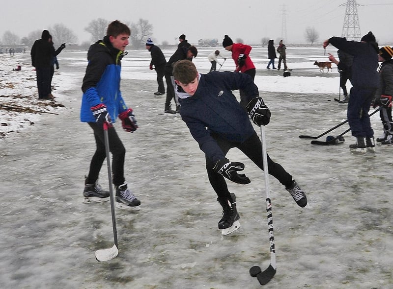 Members of the Peterborough Phantoms Ice Hockey Junior Academy on the ice at Whittlesey Wash in 2018.