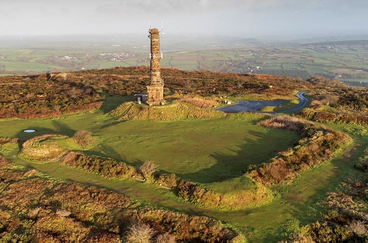 Built in 1780 by Sir John Call, the folly at the top of Kit Hill in east Cornwall was a source of mystery. Evidence now points to it being erected as a monument to the battle of Hingston Down in 838 AD. IN 1982, King Charles gifted the monument to the people of Cornwall to mark the birth of his son Prince William. (Photo: Historic England)