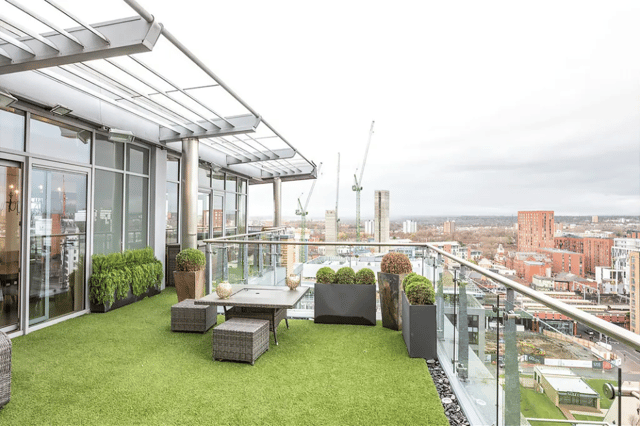 The luxury penthouse has stunning views over Manchester city centre