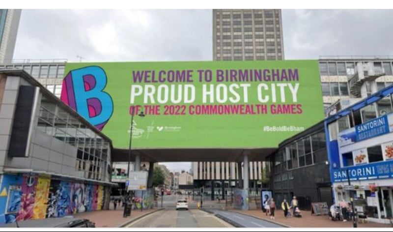 Four banners with one so big it was said it could be seen from outer space were approved as part of the advertising for the 2022 Birmingham Commonwealth Games.  The banners read: “Welcome to Birmingham, proud host city of the 2022 Commonwealth Games ” and currently span the length of the soon-to-be-demolished Ringway Centre -which acts as a physical barrier between China Town and the rest of the city.  At 235m wide councillors were quick to point out at the time that it is, apparently, visible from space.