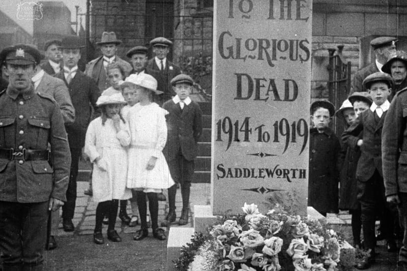 This screengrab from the silent film shows Saddleworth welcoming back its First World War heroes in 1919