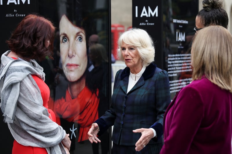 Camilla, the then Duchess of Cornwall, visited Manchester in May for the launch of a public photography exhibition raising awareness of domestic abuse. She is a patron of dmestic abuse charity Safe Lives. Credit: Phil Noble - WPA Pool/Getty Images