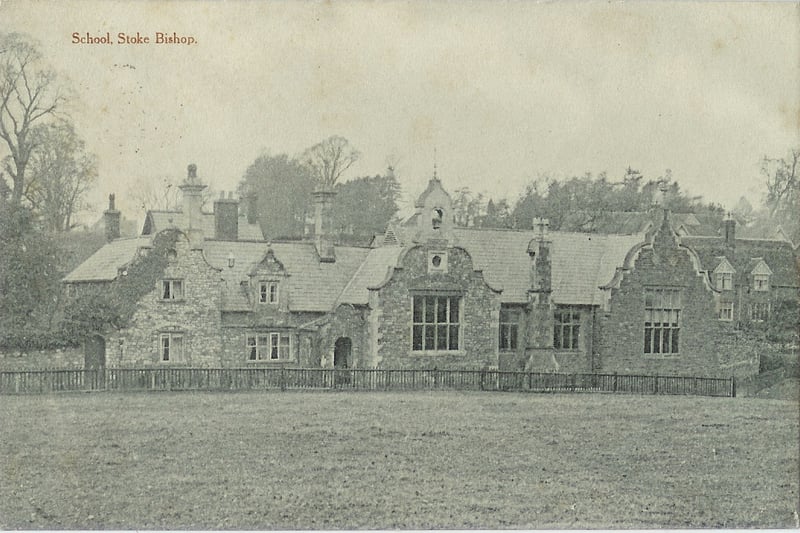 This picture shows the former Stoke Bishop Church School. The building was used as a school from 1841 and would change hands a number of times before it was all but destroyed during the German Blitz bombing raids in December 1940. The school would relocate to its current Cedar Park site in 1951. The site is now used by the 43rd Bristol Scouts group.