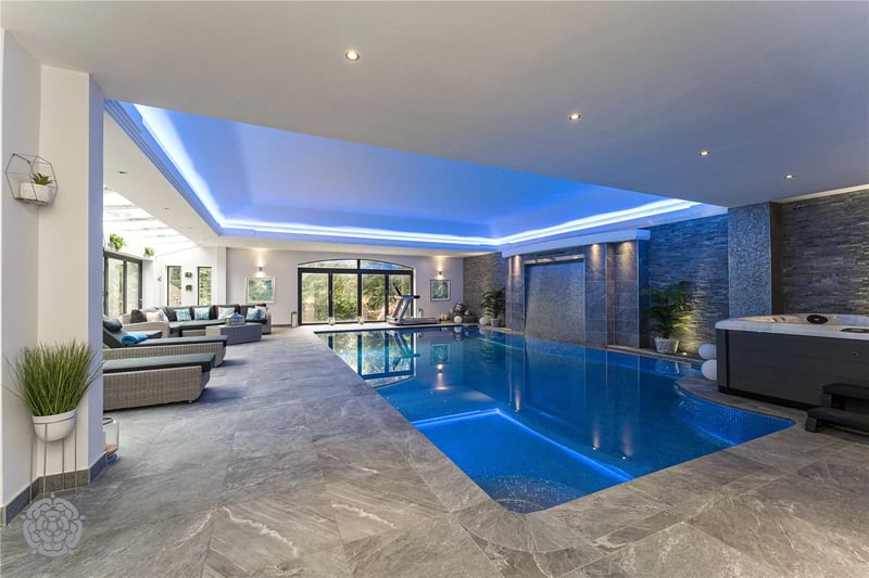 Luxurious indoor swimming pool.
