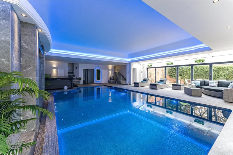 Another view of the pool with a lounge area.