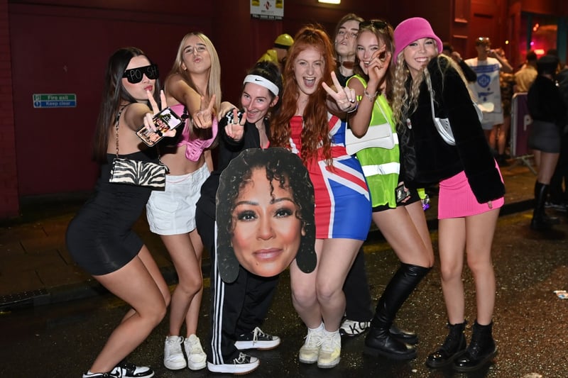 These Spice Girls are among the many people who just wanna be out in Wigan on Boxing Day