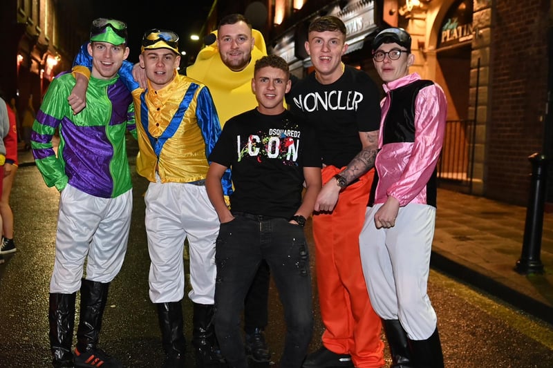 A group of jockeys among those heading out to celebrate Boxing Day in Wigan