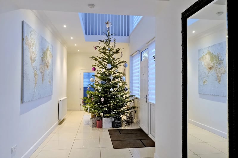 The entrance hall is perfect for the festive season