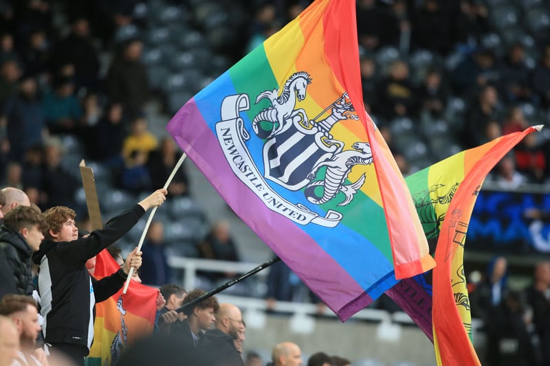 Newcastle United support Pride before the meeting with Aston Villa on October 29.
