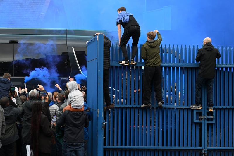 Everton fans before the win against Chelsea last season during the relegation battle.