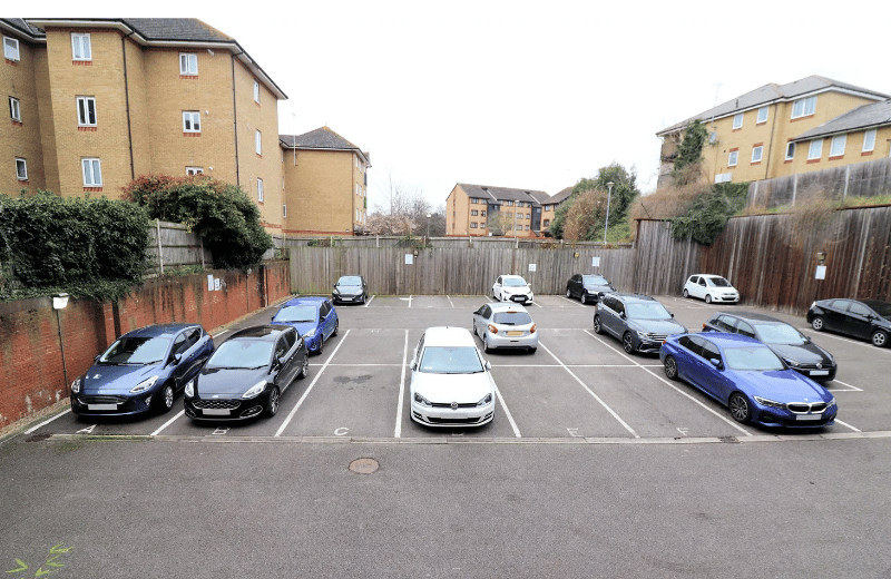 The parking at the property. Parking here is allocated