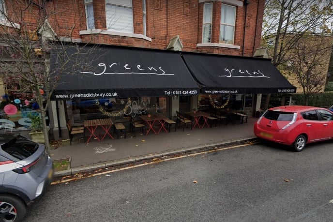 Greens in Didsbury is an all-vegetarian restaurant run by celebrated chef Simon Rimmer which offers a wide range of vegan dishes and a vegan wine list. Photo: Google Maps
